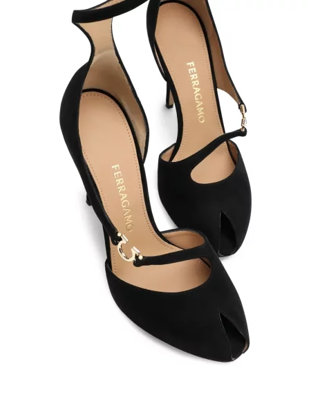 Pantofi cu toc Ferragamo cu bretele negru