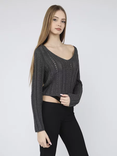 Джемпер YUKI темно-сірий бавовна/акрил сірий