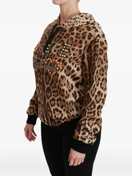 Hanorac cu glugă Dolce & Gabbana cu imagine cu model leopard maro