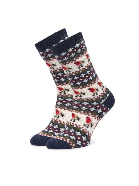Dlhé ponožky Barbour Robin Fair Isle Tmavomodrá