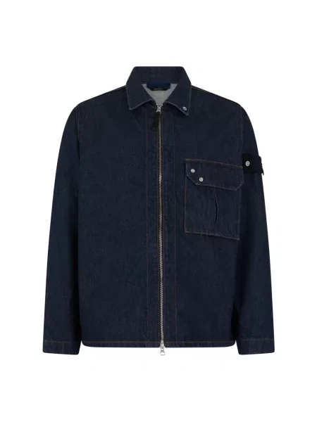 Kurtka koszulowa Stone Island z kamieniami niebieska