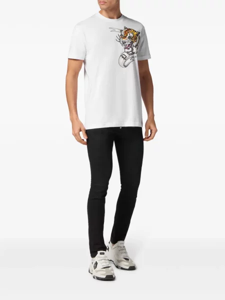 Raštuotas marškinėliai Philipp Plein balta