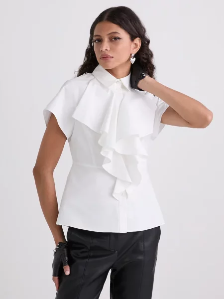 Karl Lagerfeld cămașă din cu guler clasic slim alb