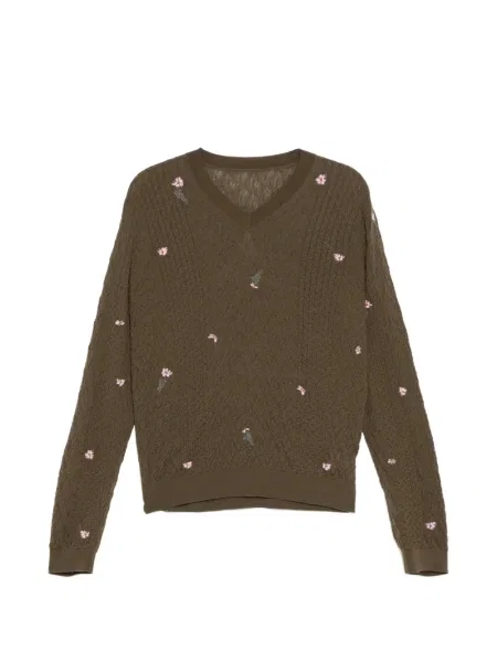 Haftowany top Jnby w kwiatki brązowy