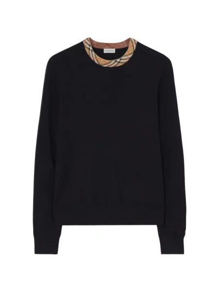 Pulover Burberry de lână în carouri negru