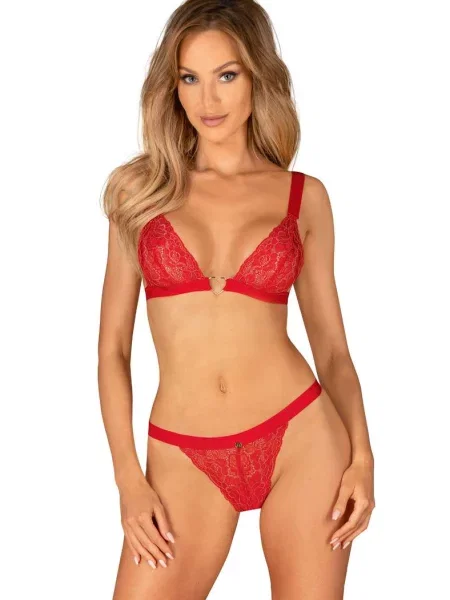 Комплект белья: бюстгальтер с мягкой чашкой и трусики стринг Комплект_Obsessive_Elianes_set червоні