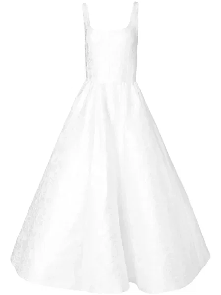 Rochie midi Carolina Herrera din jacard până la genunchi de costum alb