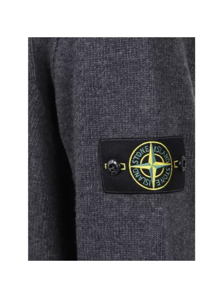 Sweter z golfem Stone Island wełniany z kamieniami szary