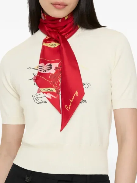 Fular Burberry de mătase cu imagine roșu