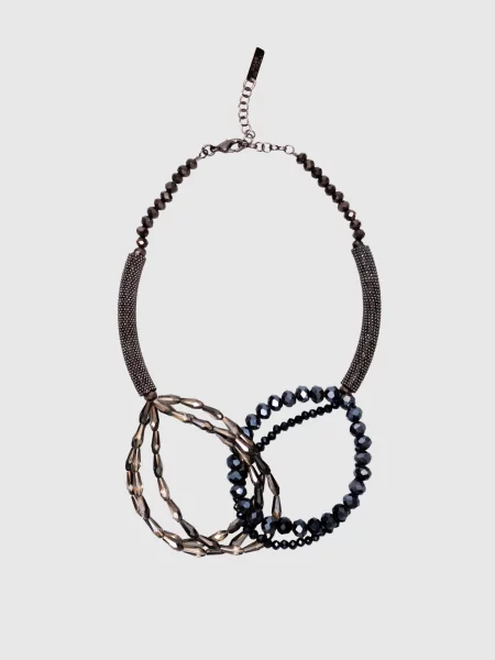 Ожерелье Peserico с бисером серое