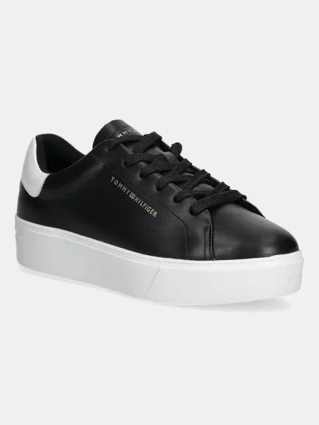 Teniși Tommy Hilfiger din piele cu platformă negru