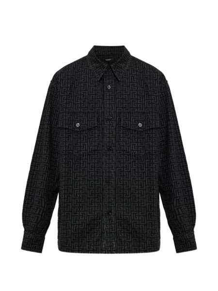 Cămașă de blugi Balmain cu imagine negru