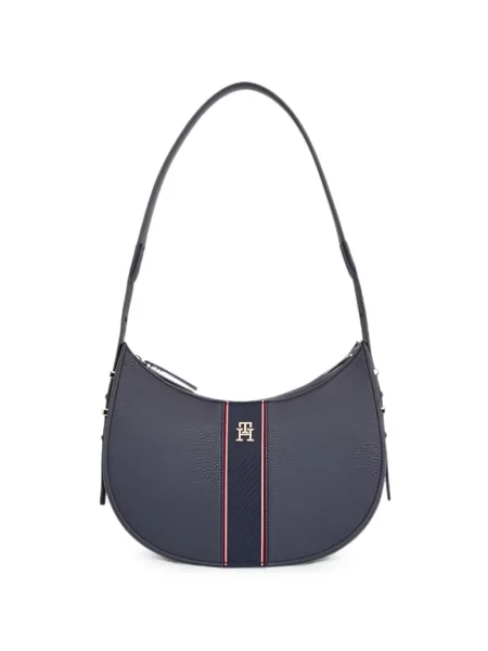 Geantă shopper Tommy Hilfiger cu dungi cu autograf albastru