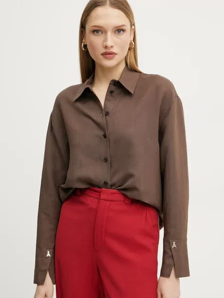 Patrizia Pepe camasa din amestec de in maro