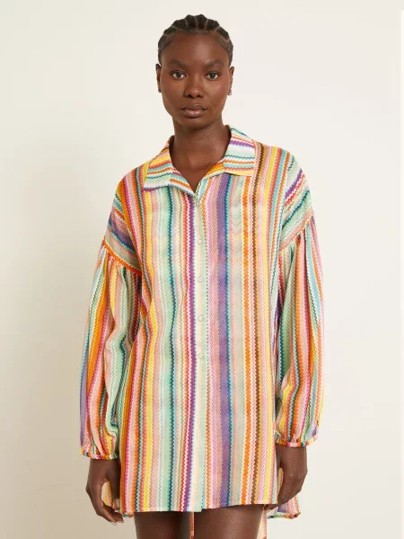 Missoni Plážové Šaty oranžová tyrkysová růžová