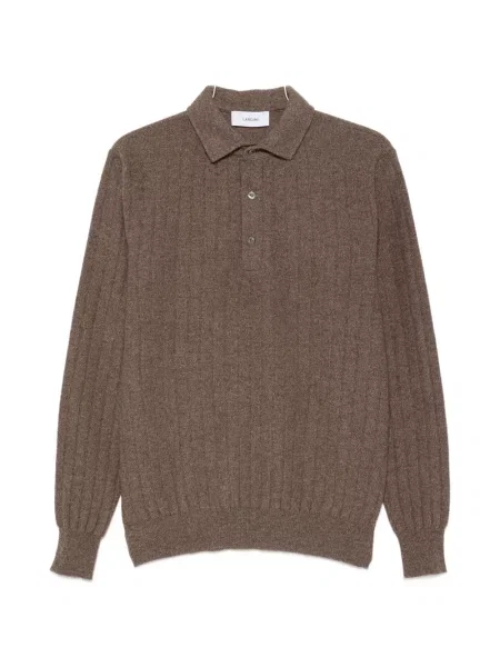 Lung tricou polo Lardini tricotate maro