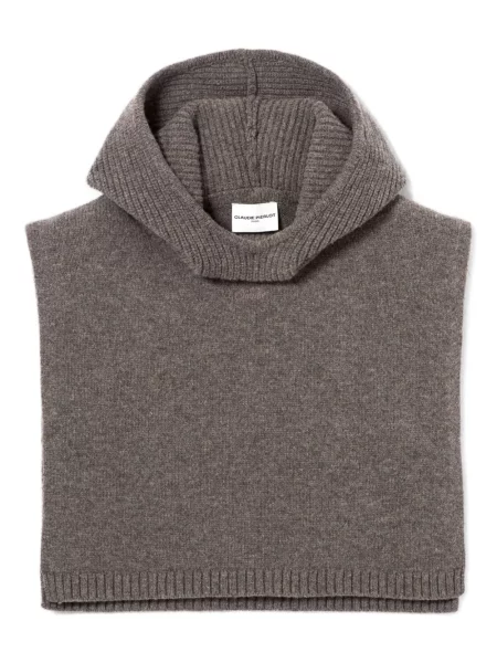 Fular Claudie Pierlot de lână cu glugă maro