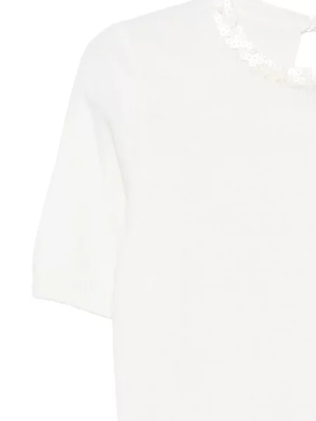 Scurt tricou Semicouture cu paiete alb