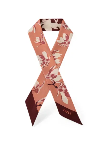 Fular Furla de mătase cu model floral cu imagine roz