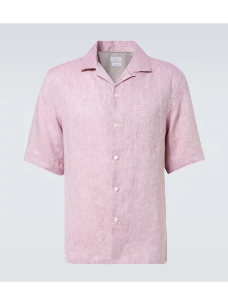 Lanena srajca Brunello Cucinelli rjava