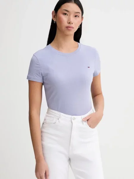 Tommy Jeans basic tričko fialové