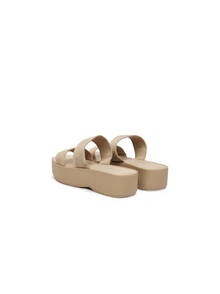 Calvin Klein Šľapky Flatform Sndl Webbing béžová