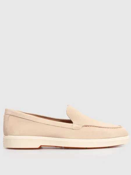 Замшевые лоферы Santoni бежевые
