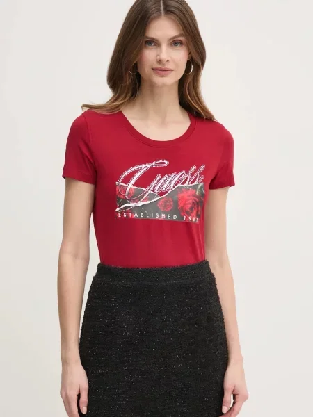 Тениска Guess бордо