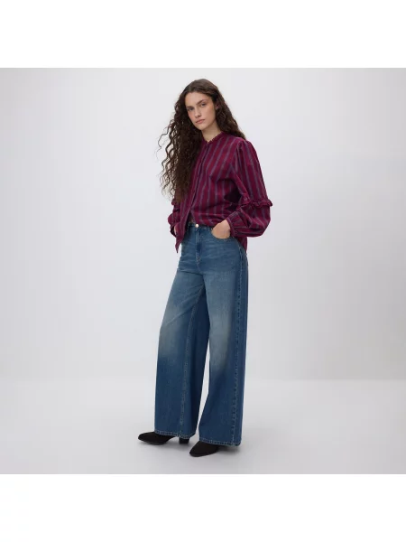 Reserved Džíny wide leg s ošoupáním indigo jeans