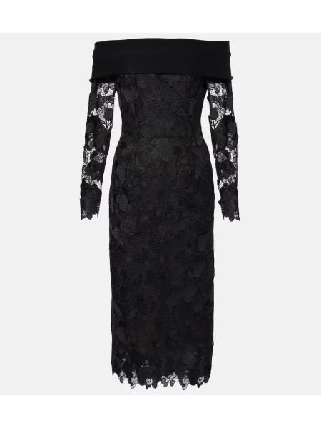 Midi obleka Oscar De La Renta s cvetličnim vzorcem črna