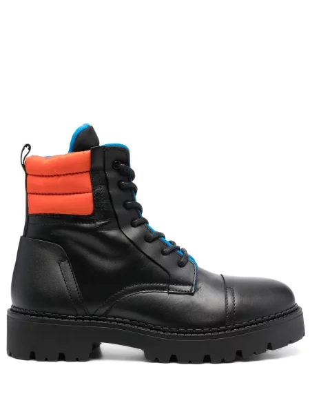 Botine Tommy Jeans cu șireturi din dantelă negru