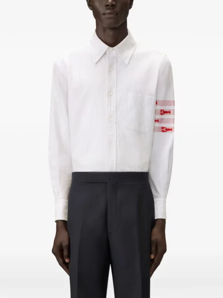 Cămașă Thom Browne cu broderie gri