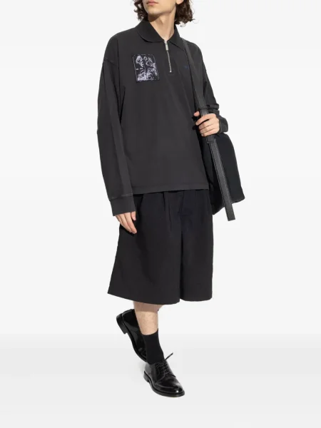 Tricou polo Off-white cu broderie alb