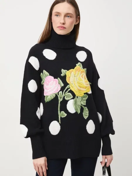 Светр з домішкою вовни Medicine гольф чорний