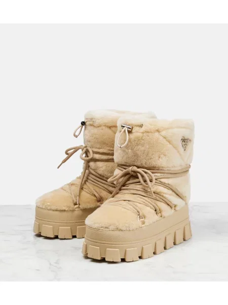 Botine Prada din piele bej