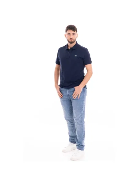 Koszulka polo o kroju slim fit z czystej bawełny Lacoste niebieska