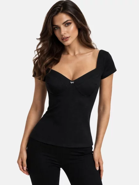 REGINA FASHION Tričko Sweetheart top' čierna