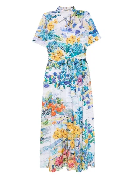 Sukienka Mary Katrantzou w kwiatki z nadrukiem garniturowa biała