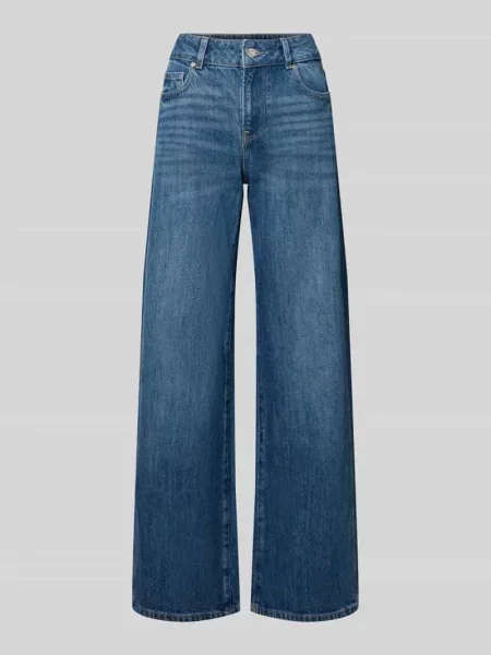 Jeansy o kroju wide fit z wpuszczanymi Gina Tricot niebieskie