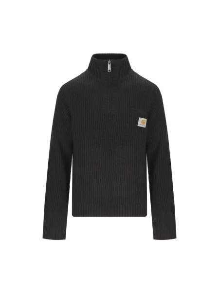 Carhartt WIP sweter z dodatkiem wełny Detroit Half Zip Sweater ciepły z półgolfem czarny