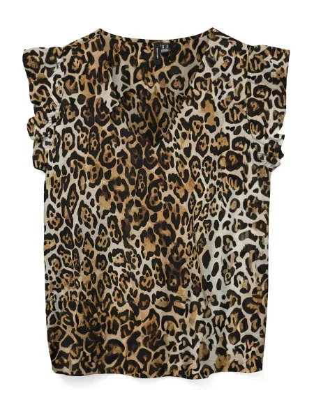 VERO MODA Bluza VMJOSIE smeđa / svijetlosiva crna