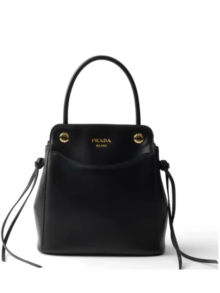 Kožna mini kožna torba Prada crna
