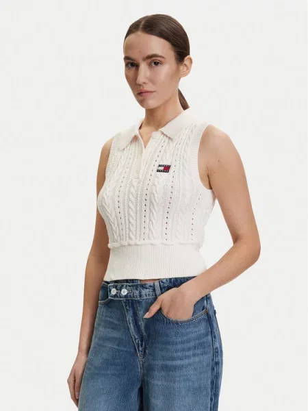 Tommy Jeans Pulover alb