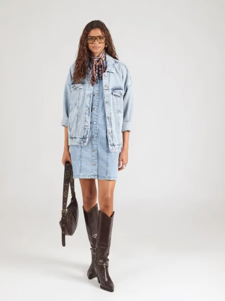 VILA Košeľové šaty VINisa denim modrá