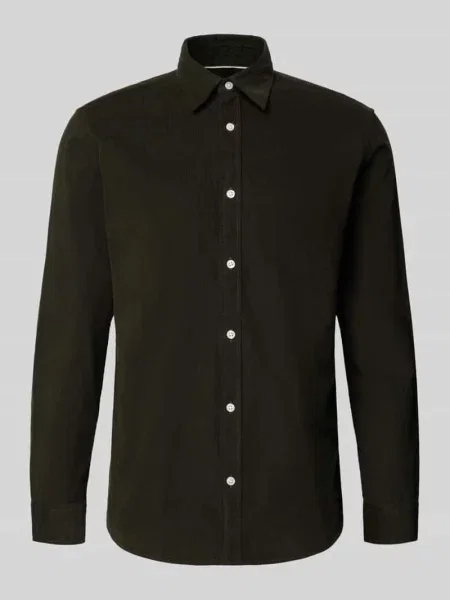Koszula casualowa o kroju slim fit z sztruksu z kołnierzykiem typu kent Jack & Jones oliwkowa