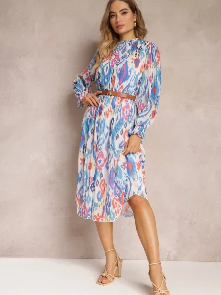 Rochie Cloșată Cu Pliseuri Și Thelosine albastră