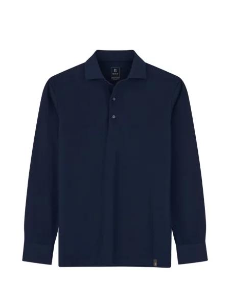 Tricou polo Boggi Milano din jerseu albastru