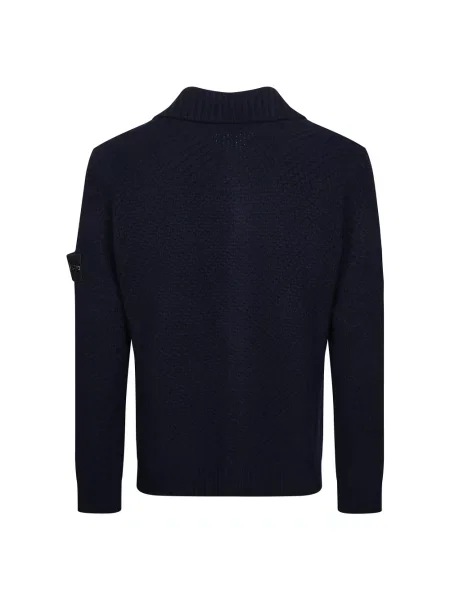 Sweter Stone Island wełniany z kamieniami niebieski