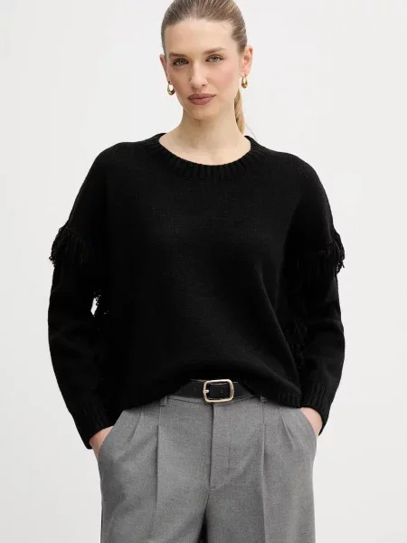 United Colors of Benetton pulover din amestec de lână negru