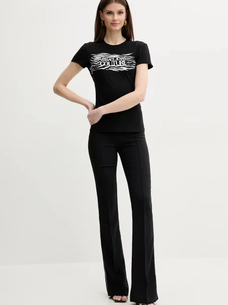 Koszulka polo Versace Jeans Couture z nadrukiem czarna